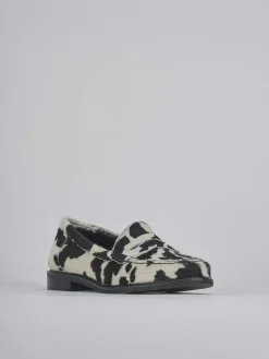 Mocassini tacco 1cm cavallino nero