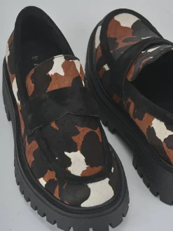 Mocassini tacco 2cm cavallino multicolor