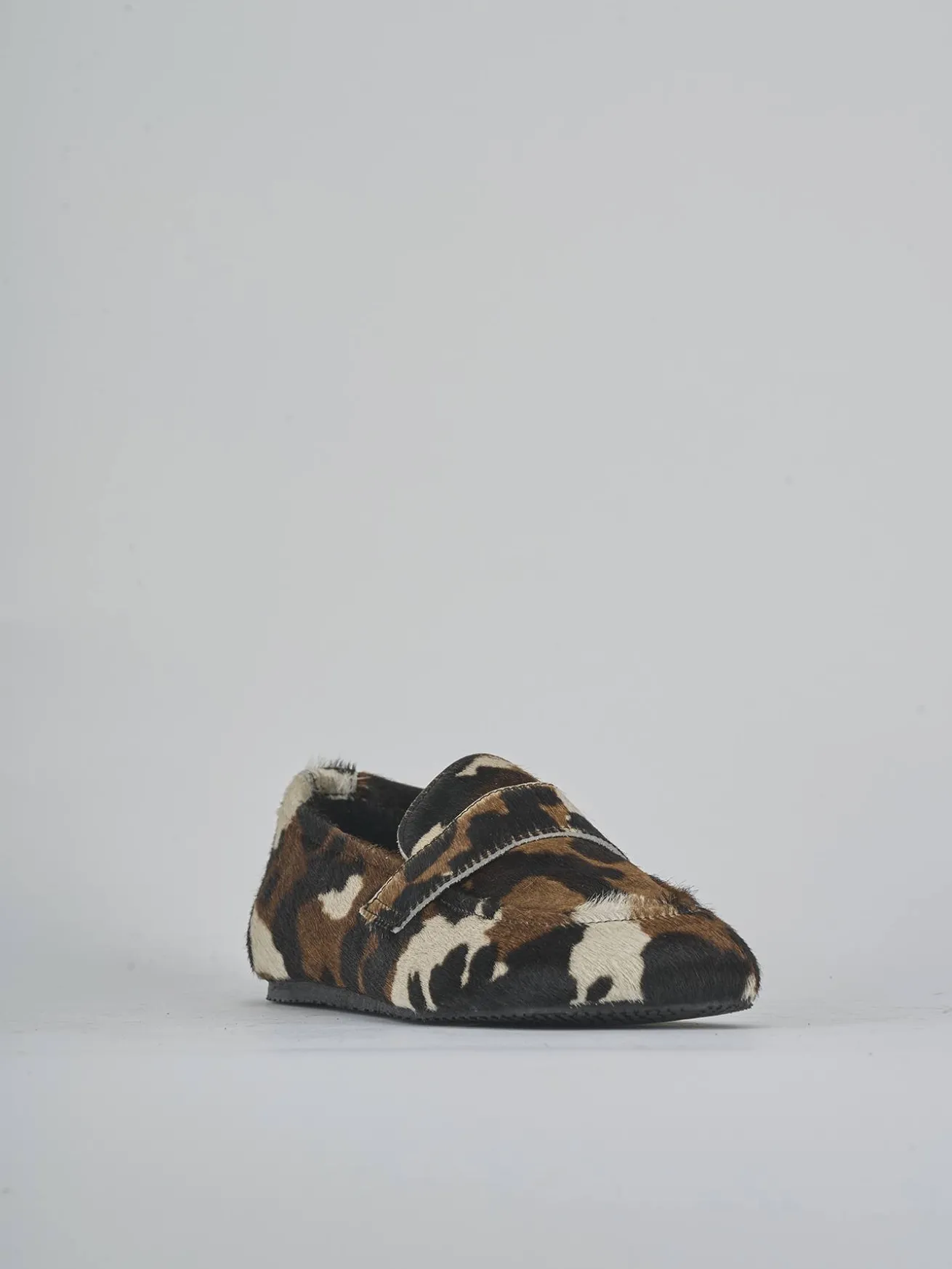 Mocassini tacco 1cm cavallino bianco