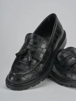 Mocassini tacco 2cm cocco nero