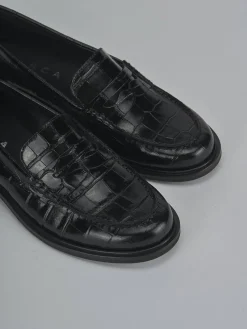 Mocassini tacco 2cm cocco nero