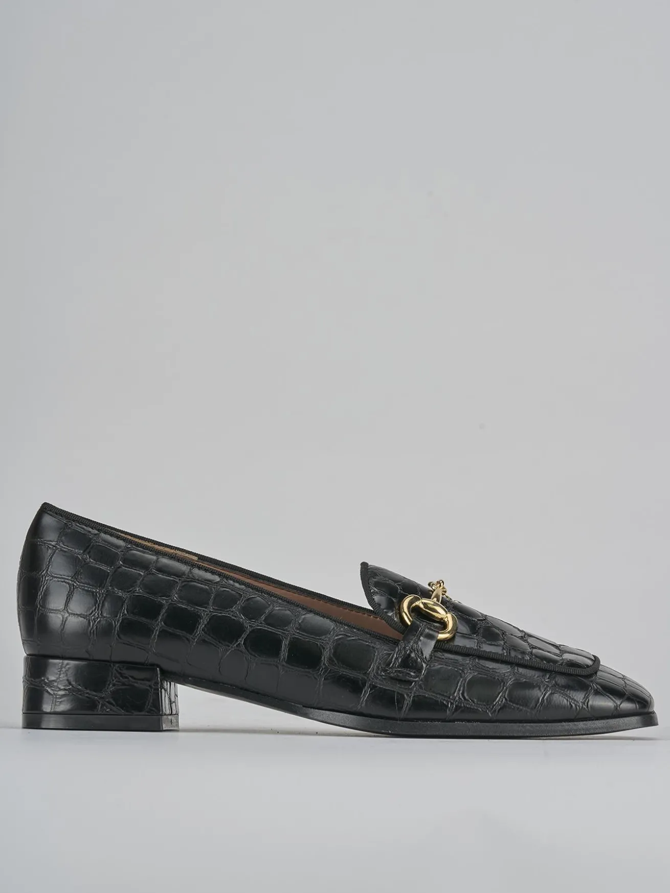 Mocassini tacco 3cm cocco nero