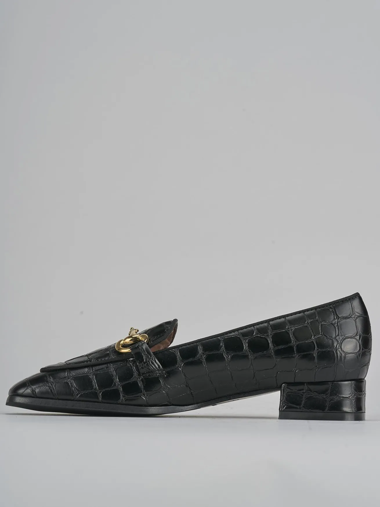 Mocassini tacco 3cm cocco nero