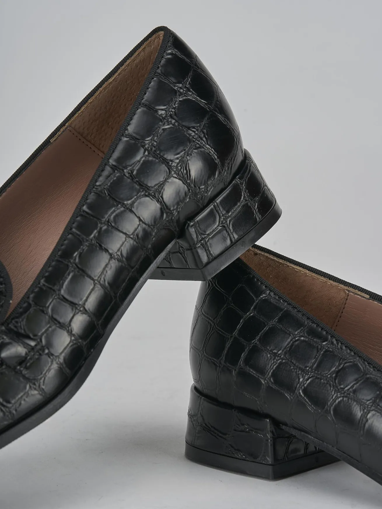 Mocassini tacco 3cm cocco nero