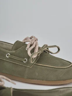 Mocassini tacco 1cm nabuk verde