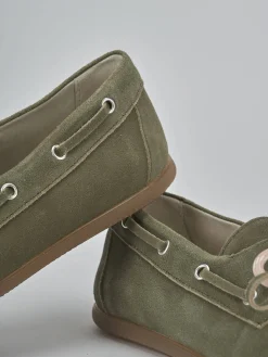 Mocassini tacco 1cm nabuk verde