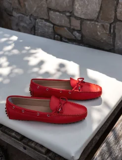 Mocassini tacco 1cm pelle rosso
