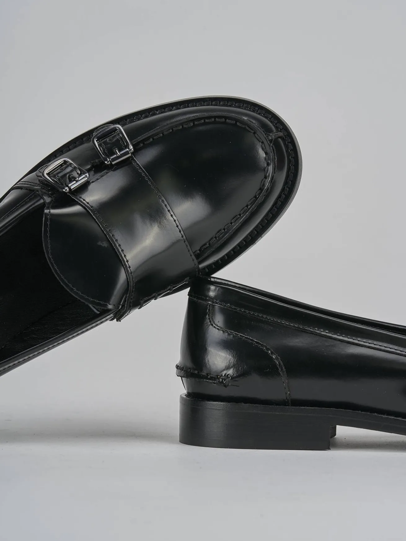 Mocassini tacco 2cm pelle nero