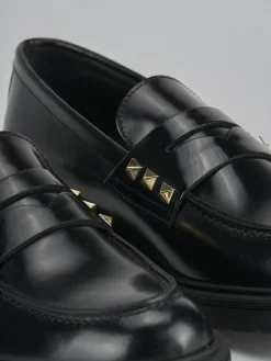 Mocassini tacco 2cm pelle nero