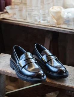 Mocassini tacco 2cm pelle nero