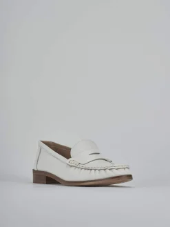 Mocassini tacco 1cm pelle bianco