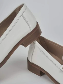 Mocassini tacco 1cm pelle bianco