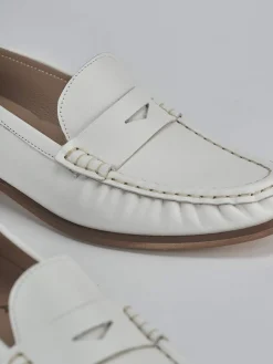 Mocassini tacco 1cm pelle bianco