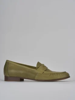 Mocassini tacco 1cm pelle verde