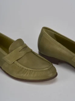 Mocassini tacco 1cm pelle verde