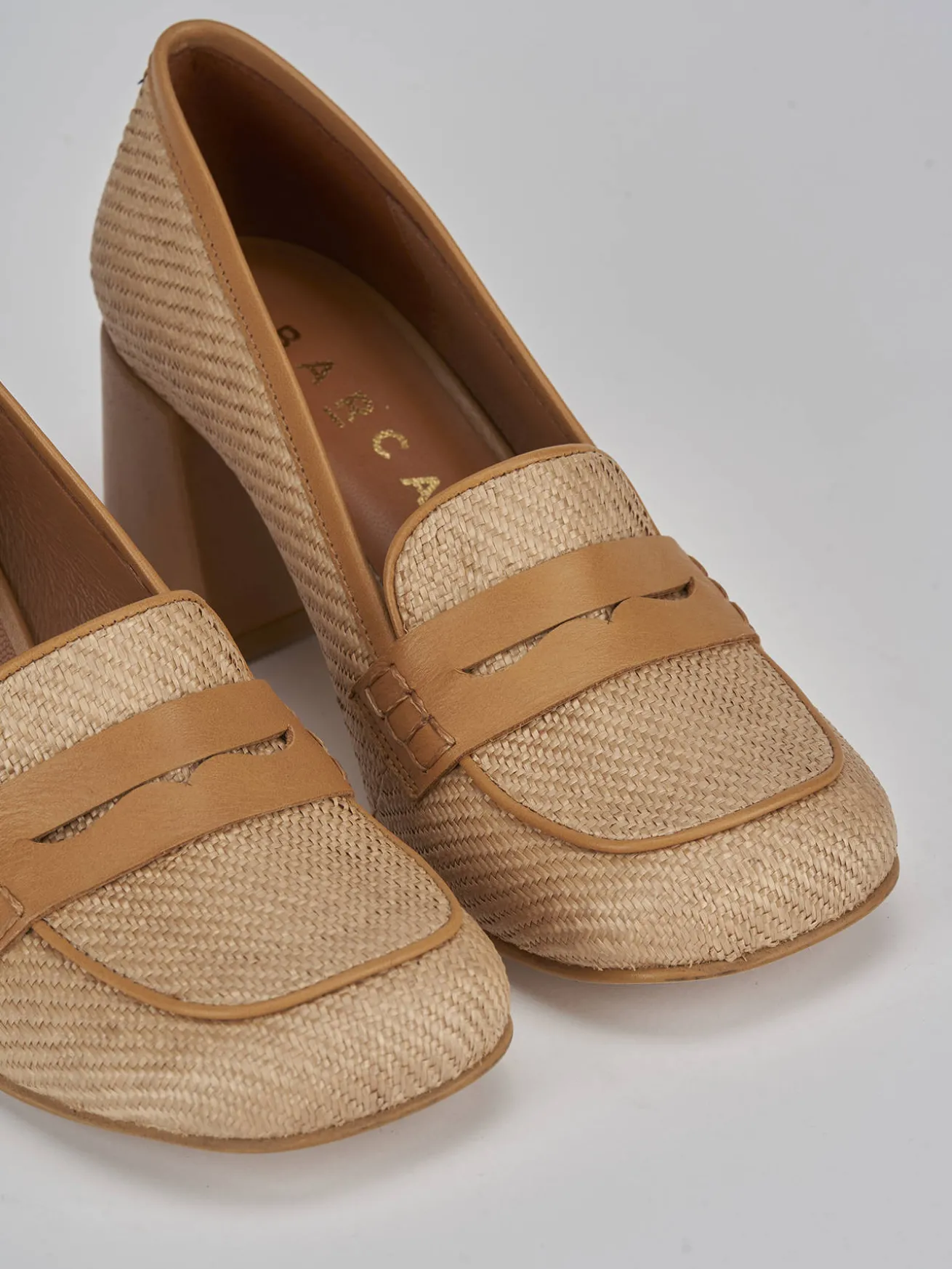 Mocassini tacco 7cm pelle marrone