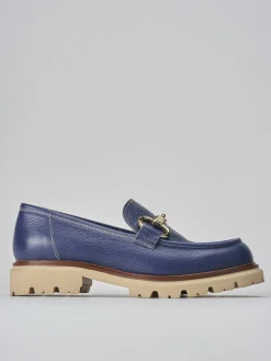 Mocassini tacco 2cm pelle blu