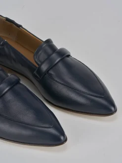 Mocassini tacco 1cm pelle blu