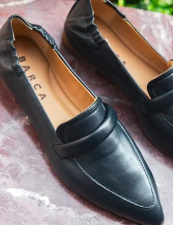 Mocassini tacco 1cm pelle blu