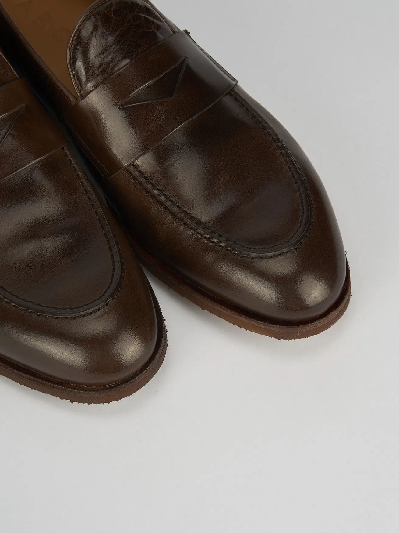 Mocassini tacco 2cm pelle marrone