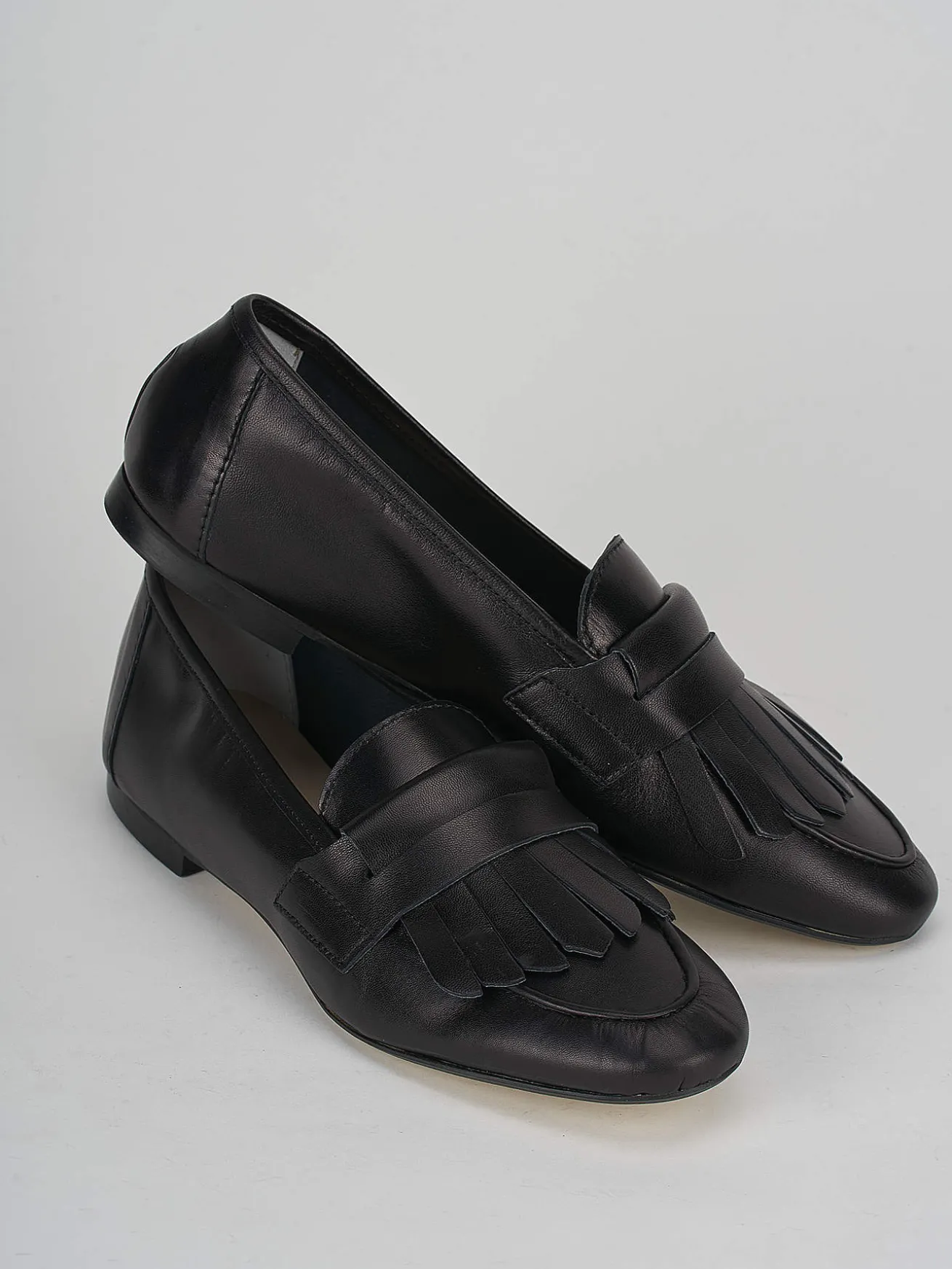 Mocassini tacco 1cm pelle nero