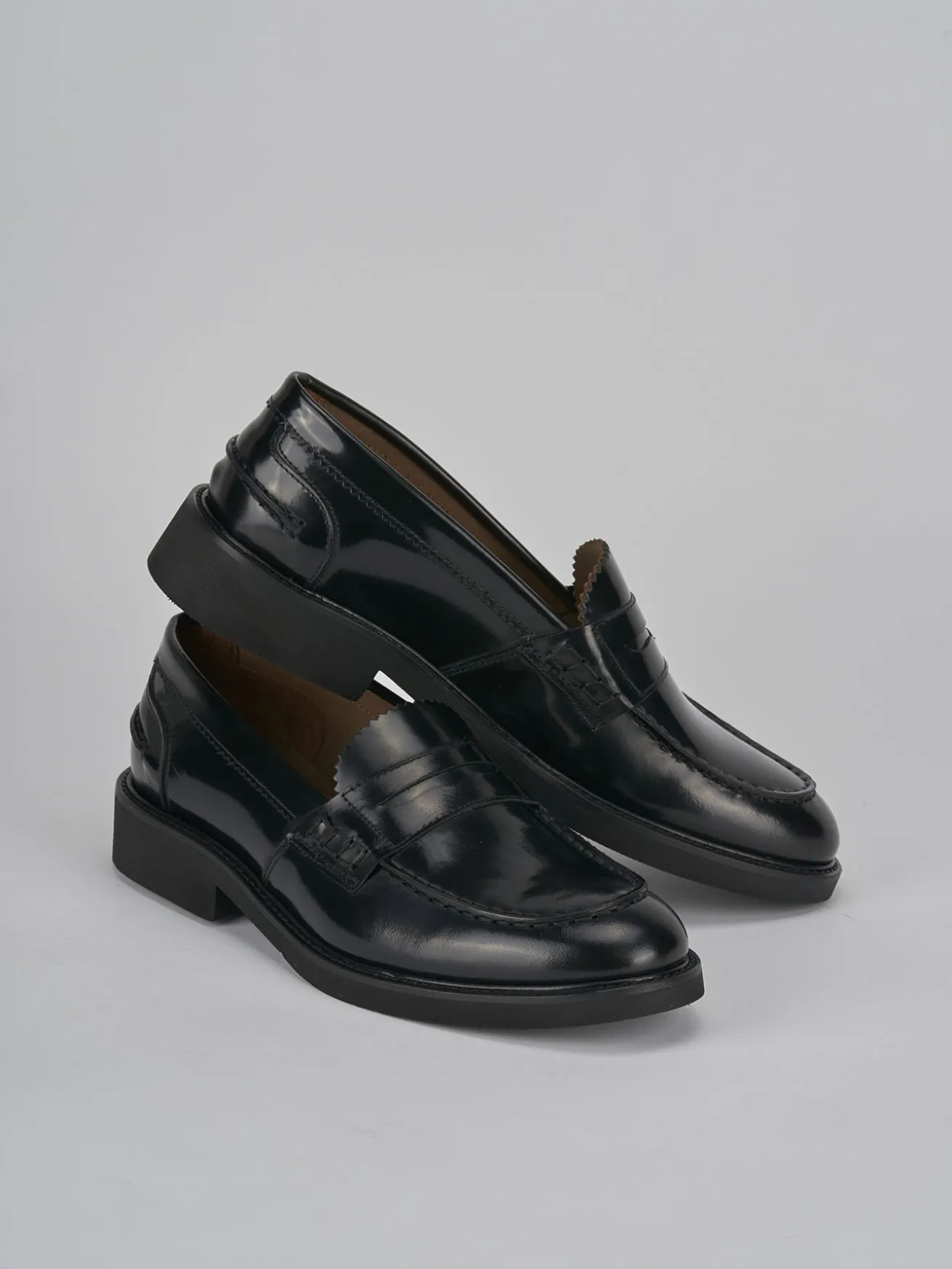 Mocassini tacco 2cm pelle nero