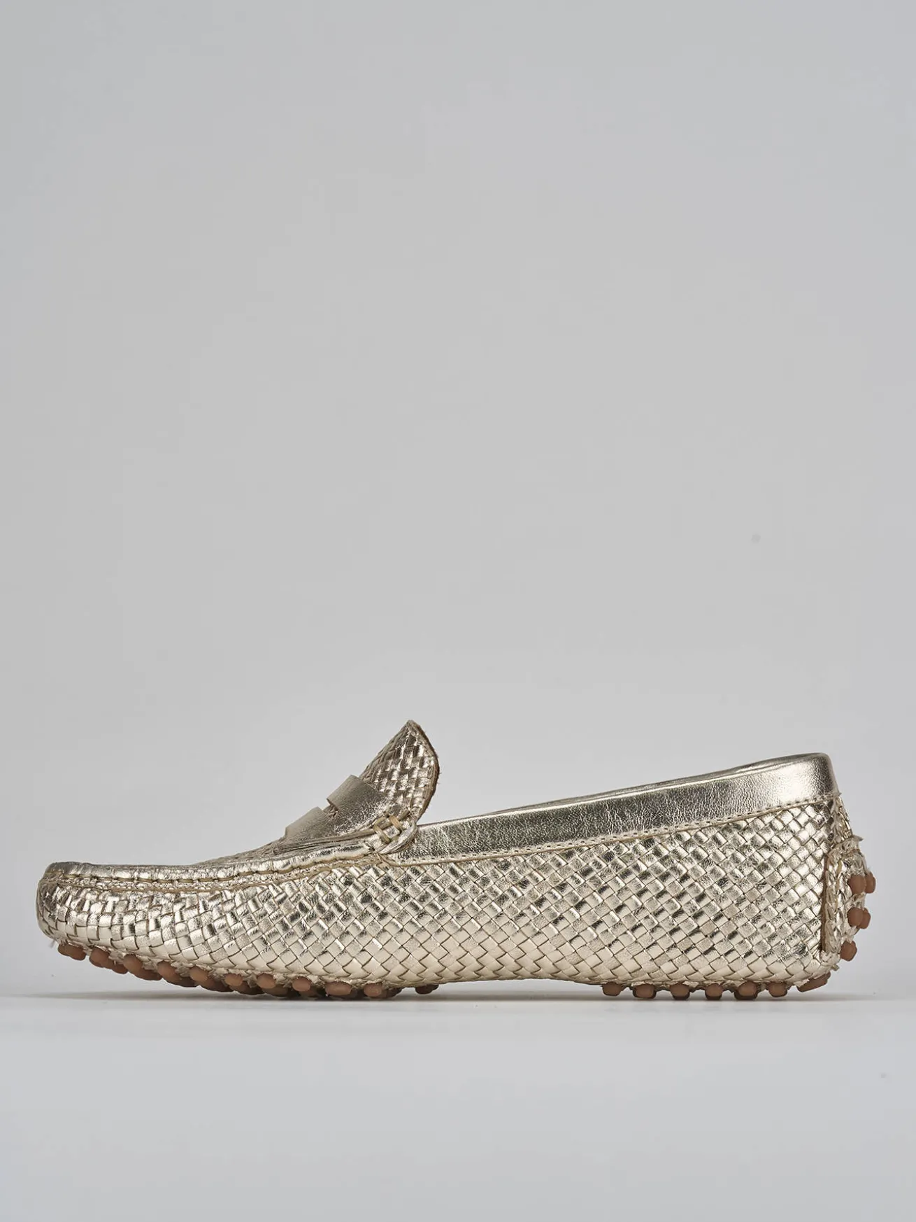 Mocassini tacco 1cm pelle oro