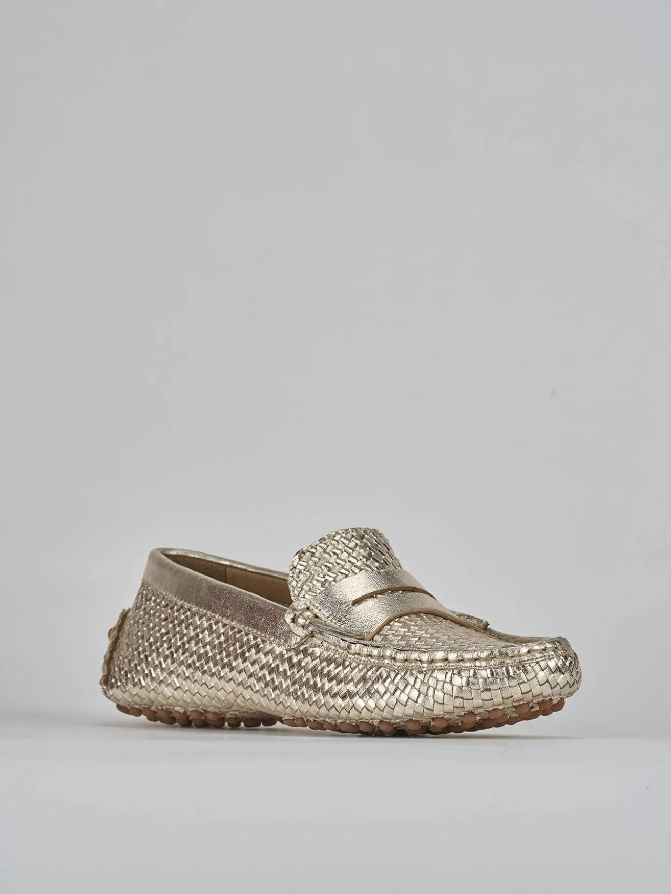 Mocassini tacco 1cm pelle oro