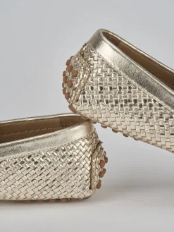 Mocassini tacco 1cm pelle oro