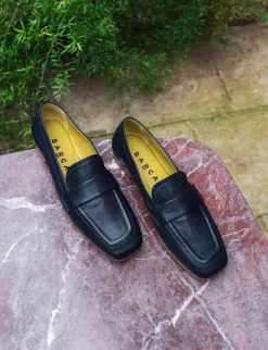 Mocassini tacco 1cm pelle blu