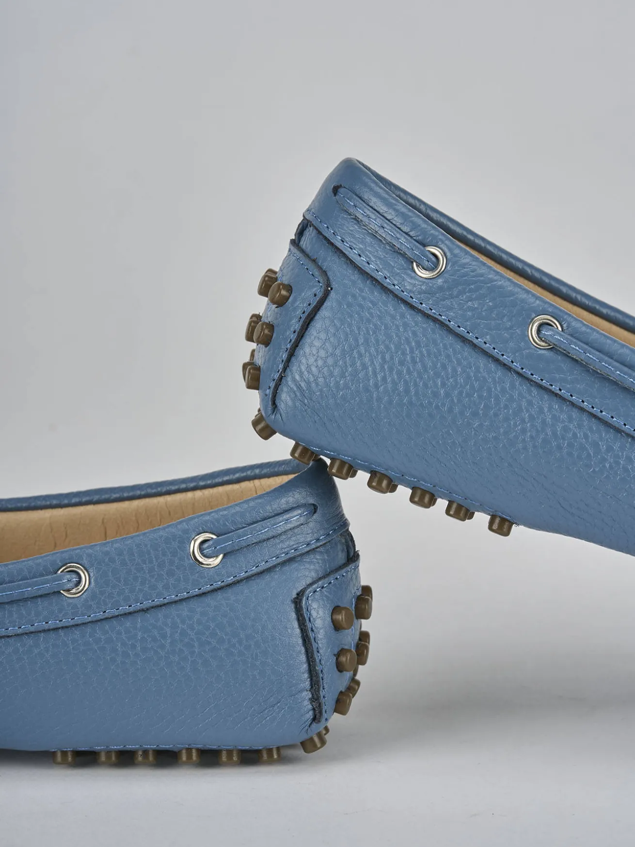 Mocassini tacco 1cm pelle jeans