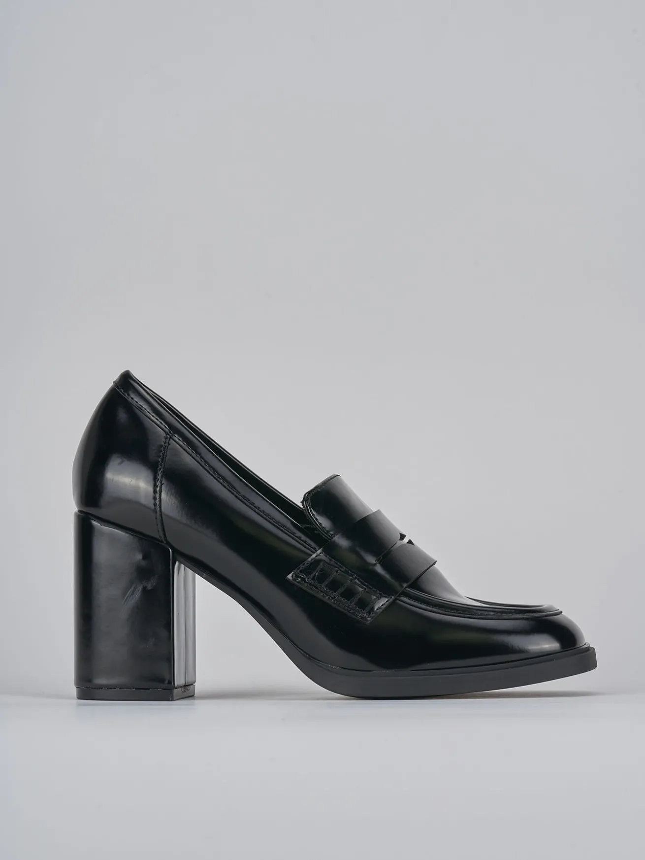 Mocassini tacco 7cm pelle nero