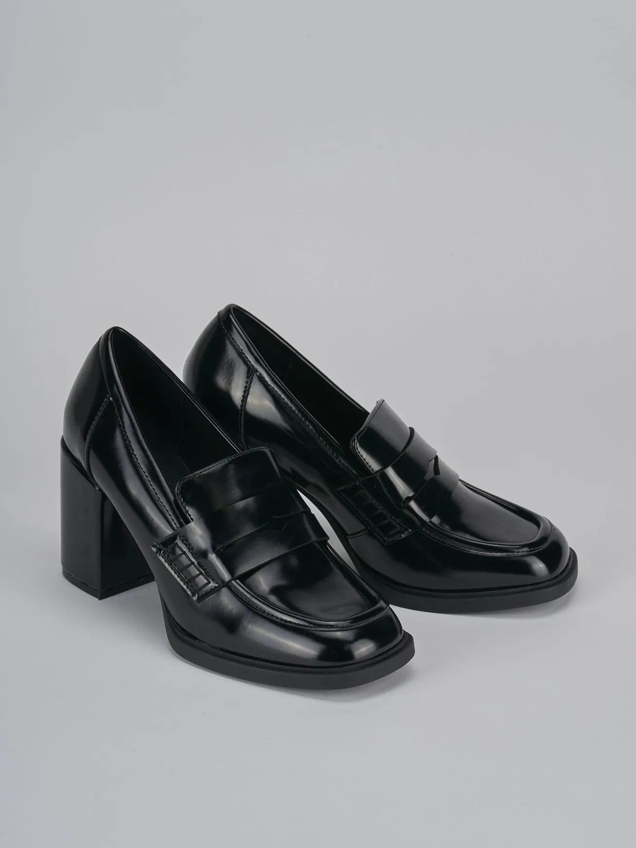 Mocassini tacco 7cm pelle nero