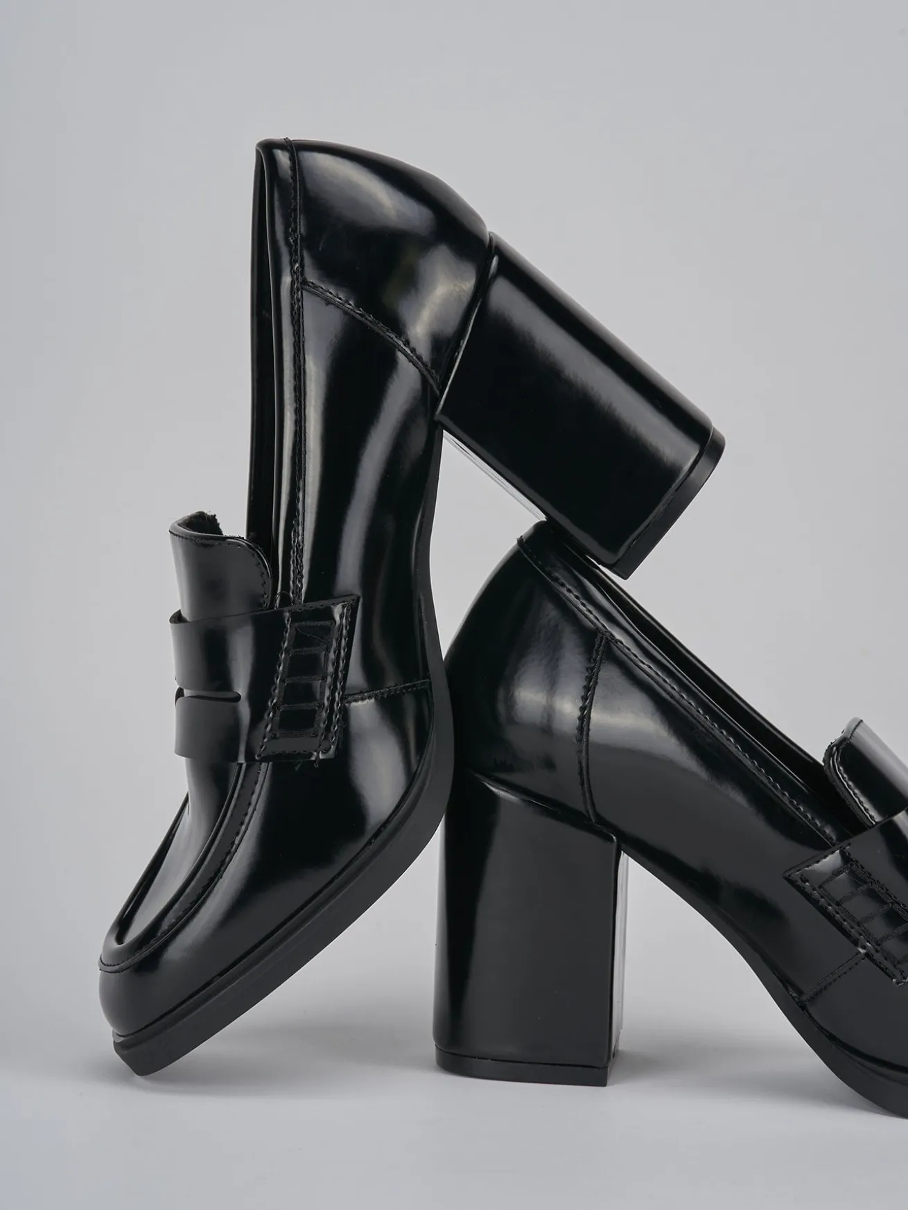 Mocassini tacco 7cm pelle nero