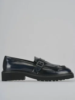 Mocassini tacco 2cm pelle blu