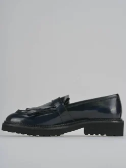 Mocassini tacco 2cm pelle blu