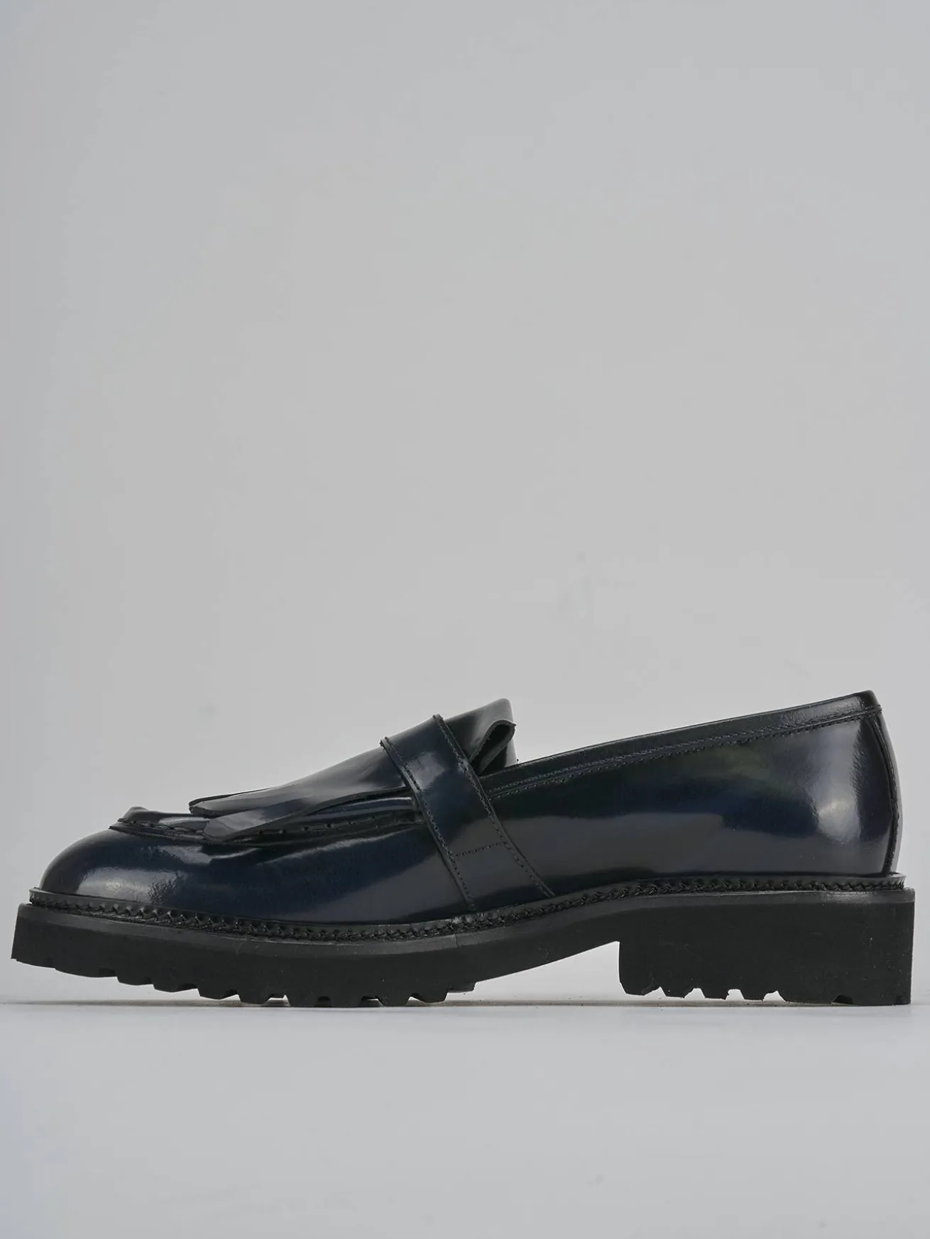 Mocassini tacco 2cm pelle blu