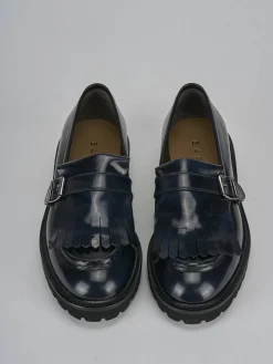 Mocassini tacco 2cm pelle blu