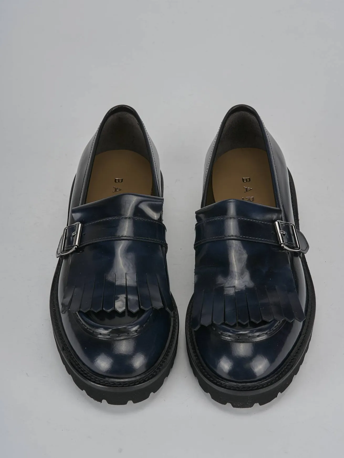 Mocassini tacco 2cm pelle blu