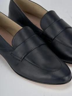 Mocassini tacco 1cm pelle blu