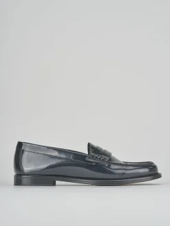 Mocassini tacco 1cm pelle blu