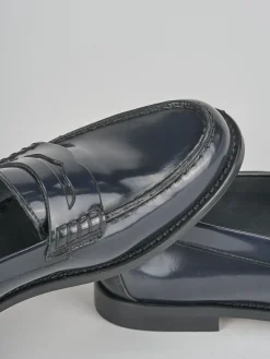 Mocassini tacco 1cm pelle blu