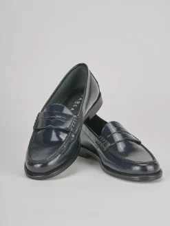 Mocassini tacco 1cm pelle blu