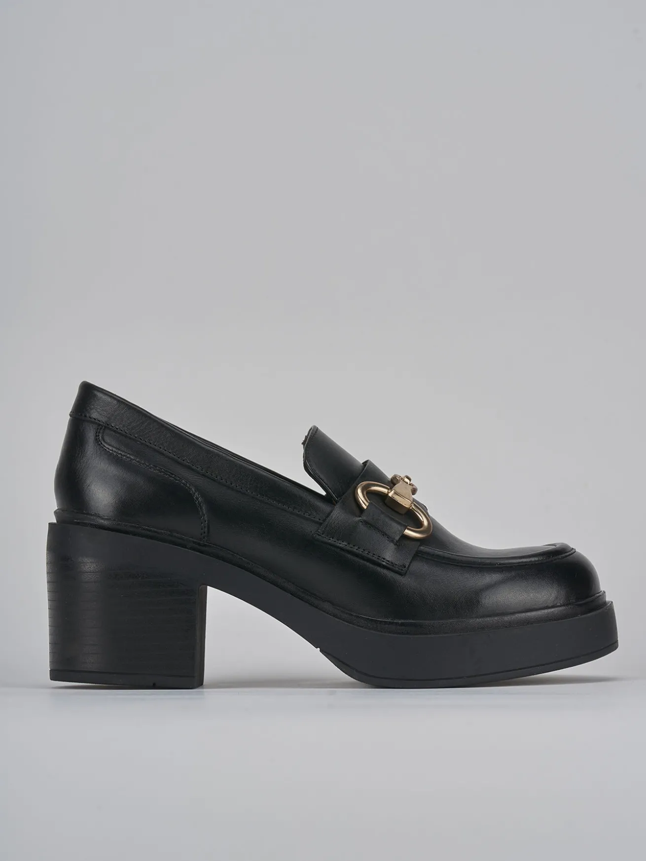 Mocassini tacco 4cm pelle nero