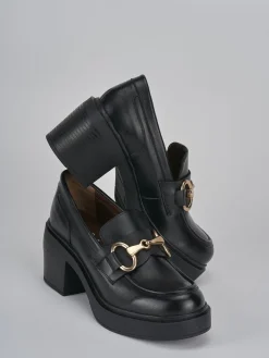 Mocassini tacco 4cm pelle nero