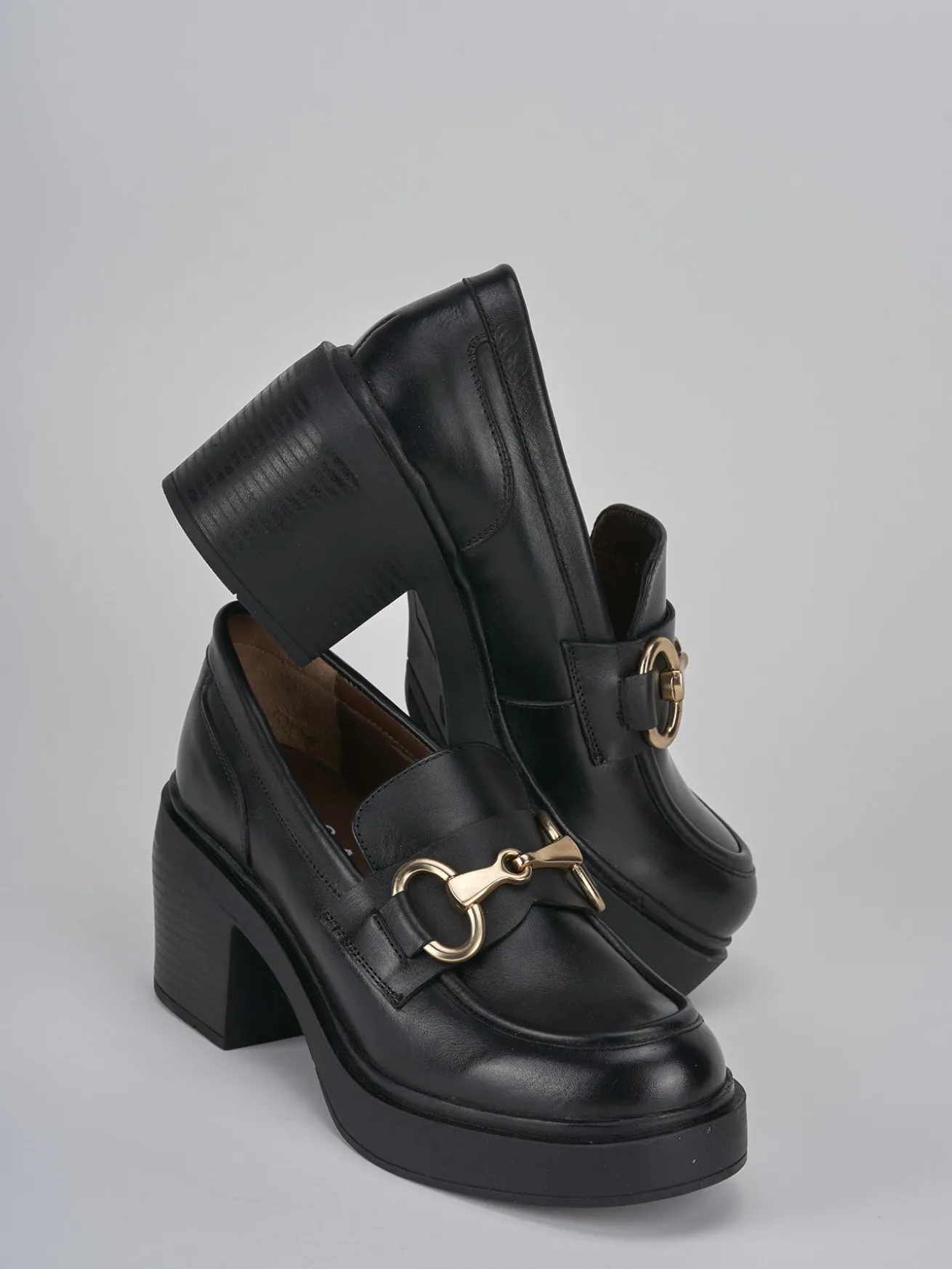 Mocassini tacco 4cm pelle nero