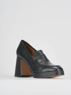 Mocassini tacco 8cm pelle nero