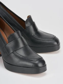 Mocassini tacco 8cm pelle nero