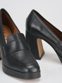 Mocassini tacco 8cm pelle nero