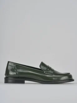 Mocassini tacco 1cm pelle verde